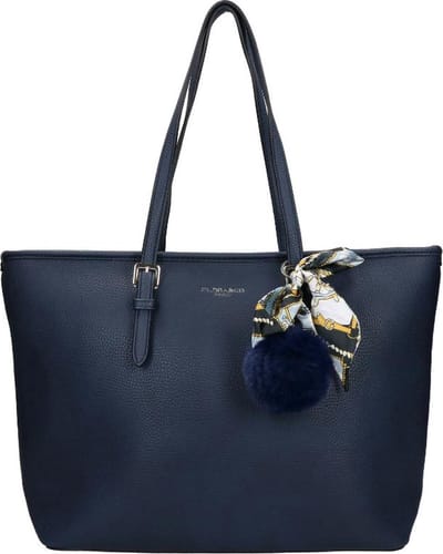 Flora&Co - schoudertas/shopper - soft - extra hoog - geschikt voor A4 mappen of laptop 14-15" - donkerblauw - ideaal voor school of werk