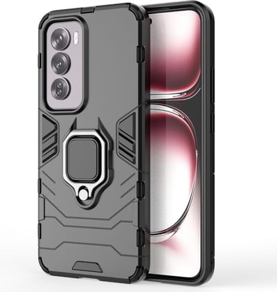 Coverup Hoesje - Geschikt voor OPPO Reno12 Hoesje - Coverup Ring Kickstand Back Cover - Zwart
