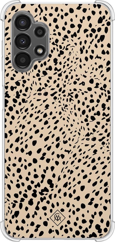 Casimoda® hoesje - Geschikt voor Samsung A13 4G - Stippen bruin abstract - Backcover - TPU/polycarbonaat - Bruin/beige