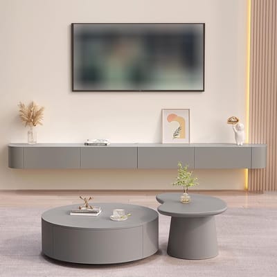 Hangende tv-kast 140x24x20 cm – Zwart Hout Modern Design met Lades en Open Vakken – Zwevend TV Lowboard Wandmeubel met Kabeldoorvoer – Pauwhome
