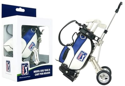 Desktop golftas en balpen cadeauset voor golfliefhebbers - Zilver/Wit/Blauw