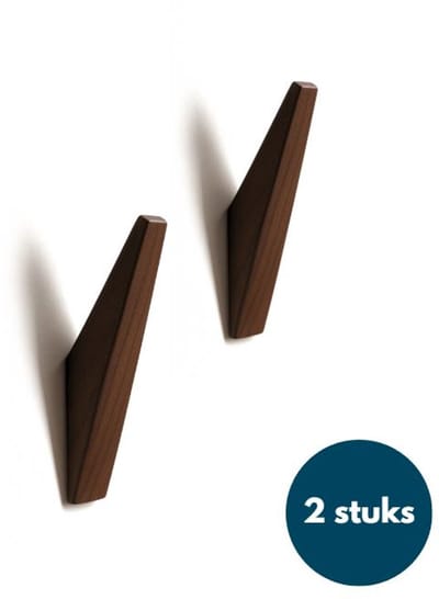 Houten Wandhaken - Vintage kapstokhaken - Ophanghaken - Handdoekhaken - Jashaken - 2 stuks - Walnoot
