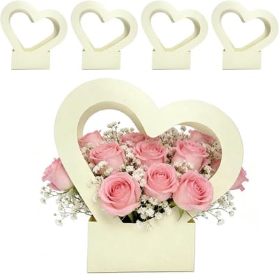 Bloementas 5 stuks - Bloemenzakken Boeketten - Bloemen Presenteren - Waterdicht Opvouwbaar - 32 x 31 x 6 cm - Crèmekleurig