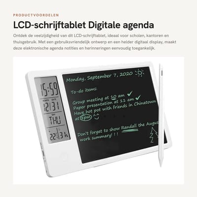 Dailygoods - LCD-schrijftablet - Digitale agenda - Oplaadbaar ontwerp - Desktop formaat - Notitieblok - Voor scholen en kantoren - Model ZH-10