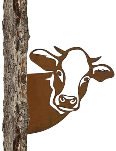 Roosterdecoratie Levensecht - Tuinbeelden - Koeienfiguur - Wanddecoratie - Hoogwaardig IJzer - Roestig Dier - Tuindecoratie