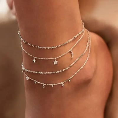 Maan en Sterren 14K Vergulde Enkelband - Anklet - 1 Stuk