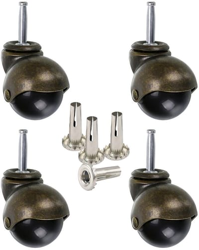 Set van 4 Bronzen Meubelwielen 40 mm - Vervangwielen voor Meubels, Stoelen en Kasten