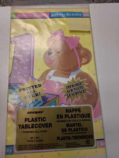 Plastic Tafellaken Verjaardag Meisjes Happy 1st Birthday