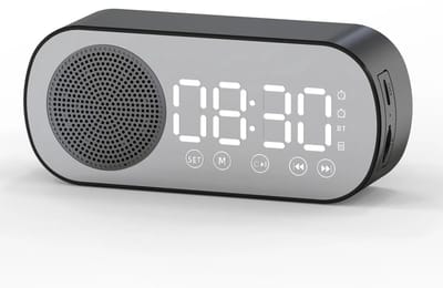 Store_9 - Draadloze Wekker - Digitale Klokradio - Compact en Draagbaar - Zwart - Bluetooth Speaker - Geschikt voor Koken en Lezen - FM Radio