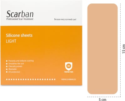 Scarban Light siliconenpleister 5 x 15 cm - Vermindert littekens en littekenklachten - Litteken pleister (2 stuks)