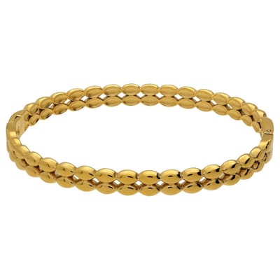 Lucardi - Dames Stainless steel goldplated bangle ovaal - Armband - Staal - Goudkleurig
