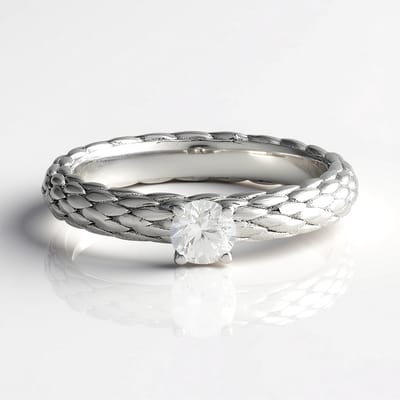 Cavill - 925 Sterling Zilver Ring Dames - 0.339 ct Cambodjaanse Zirkon - Rond 4 mm - Elegant Dubbel Gevlochten Design