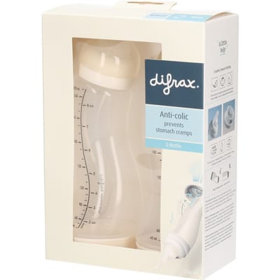 Difrax Babyfles Natural - 250 ml - Crème - 2 Stuks - S-fles - Anti Koliek
