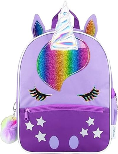 Homesy - Eenhoorn Rugzak | Regenboog Rugzak | Meisjes Rugzak Met Pompon | School Rugzakken | One Size Paars