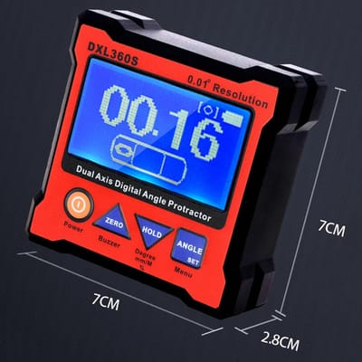 Digitale Hoekmeter Gradboog 0,01 graden Resolutie Hoekmeter Dubbelassige Waterpas met Achtergrondverlichting Houtbewerking red