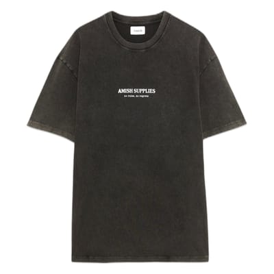T-shirt Amish jersey grunge pigment steen - zwart