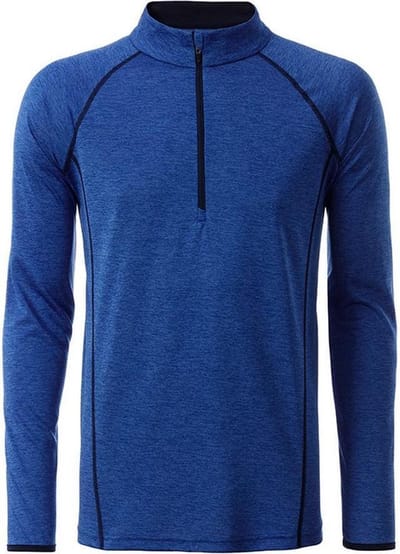 James and Nicholson Heren Sport Top met lange mouwen (Blauw gemêleerd/normaal)