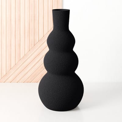 Fleuriek - Grote vaas Zwart - H40 cm - Hoge bolvaas voor binnen of als decoratieve bloemenvaas, gekleurde ronde vaas van bio-kunststof - Vaas structuur