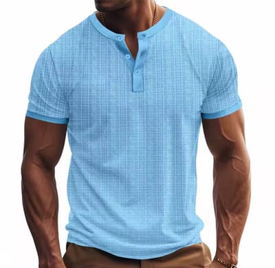 Heren Shirt Blauw - Linnen look - Mode - Zomer - T-shirt