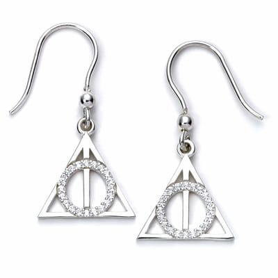 The Carat Shop - Harry Potter - Zilveren Deathly Hallows Oorbellen met Kristallen