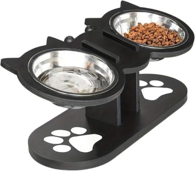 Voerbak Set - Hondenbakken - Comfortabel Eten - In Hoogte Verstelbaar - 39.3 cm Lengte - Zilver