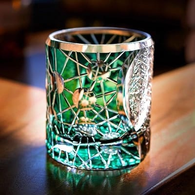 Star Shine Japan Edo Kiriko Wijnglas Starlight Luxe Whiskeyglas Handgravure Groen Kristal Kunst Ambachtlike Drank Wijnkop Cadeaubox 245ml white