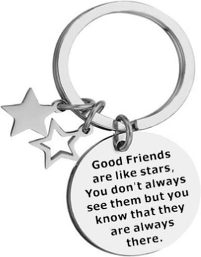 Fako Bijoux - Sleutelhanger Good Friends Are Like Stars ... - Sterren - Sleutelring Tekst - Cadeau - Geschenk - Zilverkleurig