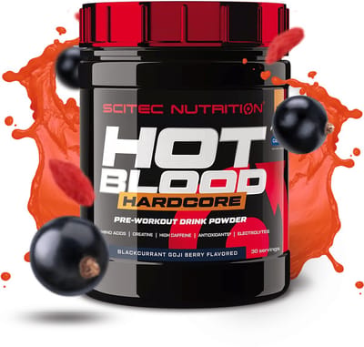 Scitec Nutrition® - Hot Blood Hardcore (375 gram - Blackcurrant/Goji Berry) - Cassis/Goji - 30 doseringen - krachtige pre workout formule - poeder - pre-workout