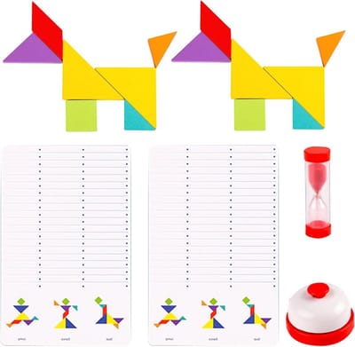 Tangram Puzzel - Houten Legpuzzel - Cognitieve Ontwikkeling - Met Vormen En Timer - 17 cm - Niet Van Toepassing