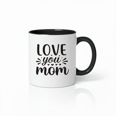 Love You Mom Mok - Tweekleurige Beker Zwart/Wit - Uniek Cadeau voor Moederdag