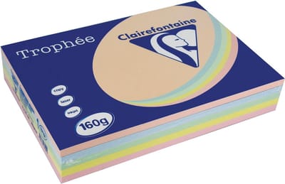 Clairefontaine - Trophée Pastel - A4 - Geassorteerde kleuren - 160 grams - 5 x 50 vel