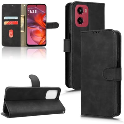 Luxe mat zwart agenda book case hoesje - geschikt voor Motorola Moto G05 / E15