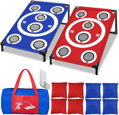 Gooispel Set - Tuinspel Buitenspel - Feestelijke Activiteit - Inclusief Draagtas - 2 kg - Rood Blauw