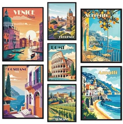 Set van 7 Stijlvolle Wandposters voor Woonkamer en Slaapkamer - Muurdecoratie in Pastelkleuren