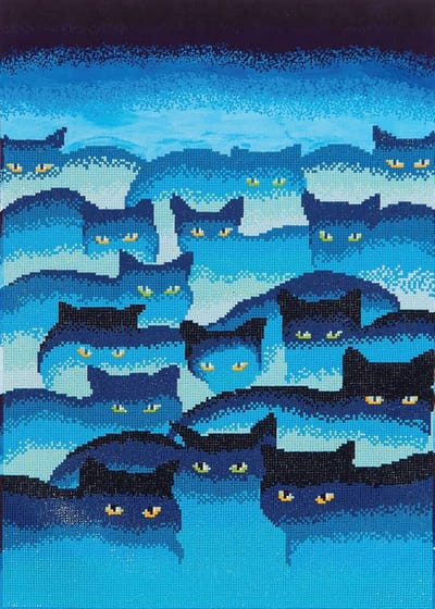 DIAMOND DOTZ DD12.015, Originele 5D Diamond Painting Set Smokey Mountain Cats, Knutselpakket met 28864 Ronde Steentjes, Dotz voor Volwassenen, Hobbypakket ca. 66x47 cm voor Kinderen Vanaf 8 Jaar