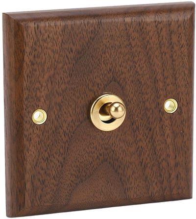 Allecto - Retro Rocker Switch - Walnoot Wandcontactdoos met Antieke