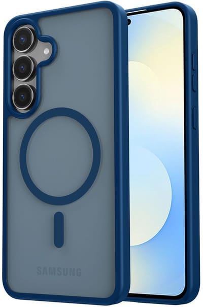 Hoesje Geschikt voor Samsung Galaxy S25 FE - Compatibel met MagSafe / Qi2 - Matte Beschermhoes - Back Cover met Magneet - Blauw