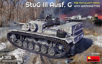MiniArt Modelbouwpakket Militaire voertuigen - 35362 Stug III Ausf. G 1943 Alkett w/Winterketten Plastic - 1:35 - Modelbouw