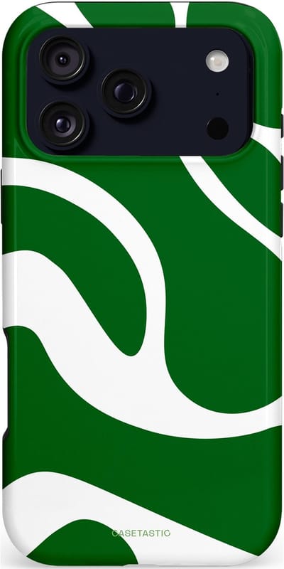 Casetastic hoesje geschikt voor Apple iPhone 17 Pro Max - MagSafe - Dubbellaagse bescherming - Groene Golven - Fashion Case - Groen Wit