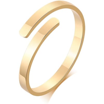 Gepersonaliseerde Belofte Ring voor Vrouwen Roestvrij Staal Kleine Open Twee Naam Initiaal Ring 2mm Dun Cadeaus beige