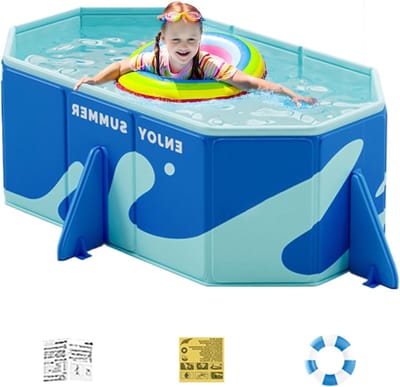 Opvouwbaar Hondenzwembad - Hondenbadkuip Buiten - Waterpret Gezin - Geen Opblazen Nodig - 156 x 116 x 46 cm - Blauw