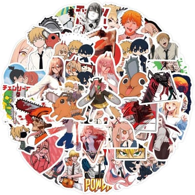 60 Stuks Chainsaw Man Graffiti Stickers Bagage Waterbeker Schrijfwaren Mobiele Telefoon Laptop Koelkast Decoratie Diy Stickers gray