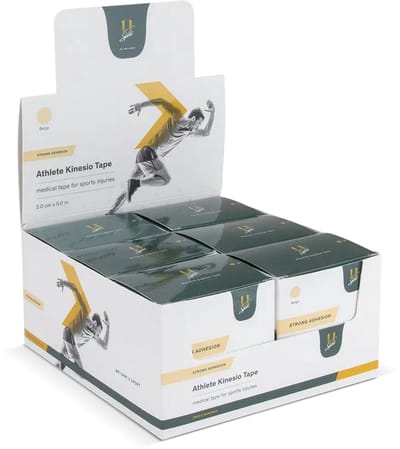 U-Sport Athlete Kinesio Tape - Elastische Sporttape - Waterbestendig & Ademend - Kinesiotape - Medische Kwaliteit - 6 Stuks - Beige