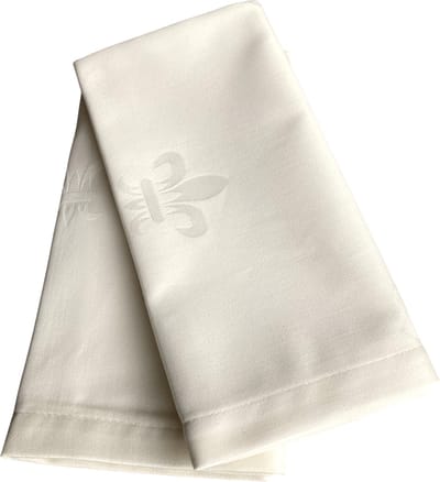 Damasten Servetten – Set van 2 – 40x40 cm - Ivoor – Franse Lelie – Hotelkwaliteit