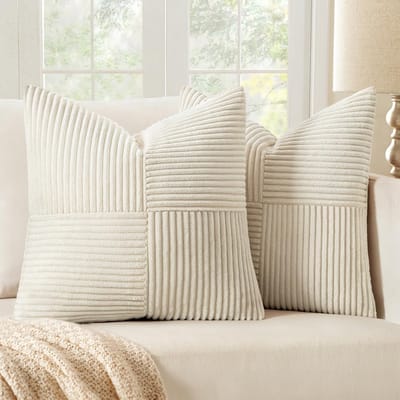 Famanu - Kerst kussenhoezen 40x40 cm beige set 2, zachte decoratieve kussenslopen met verborgen rits, bankkussen voor woonkamer slaapkamer