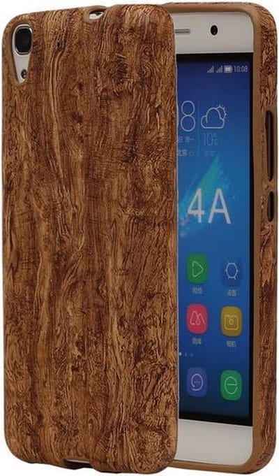 Bruin Hout Design TPU Cover Case voor Huawei Honor Y6 Hoesje