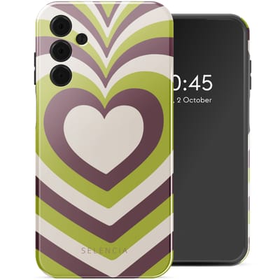 Selencia Hoesje - Geschikt voor Samsung Galaxy A15 (4G) / A15 (5G) - Backcover - Double Hearts Plum Fern