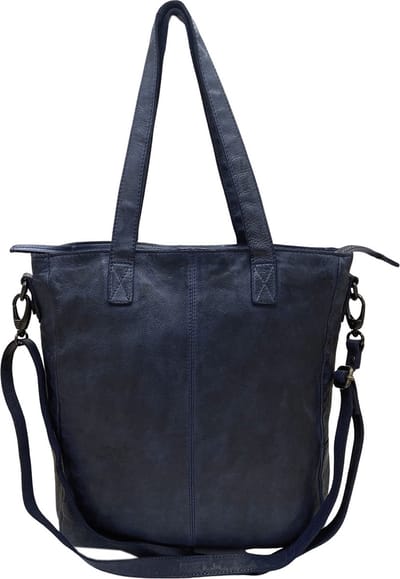 Dames Tas Shopper Model Met Kort En Lang Hengsel – Donkerblauwe Dames Shopper – Shopper Leer Donkerblauw
