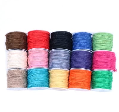 Dailygoods- Jute Touw 15 Rollen - 2 mm Dikte - Natuurlijke Hennep - Sterk en Duurzaam - Ambachtelijk Gebruik - Perfect voor Inpakken