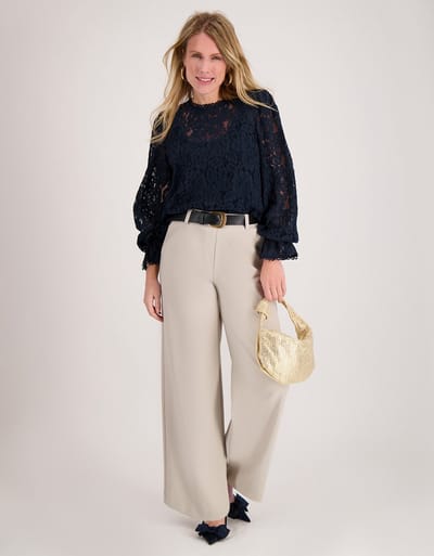 Je m'appelle Travelstof Dames Broek Wide leg fit Met stretch - Beige - Maat M